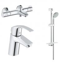 Комплект смесителей для ванной 3 в 1 Grohe Grohtherm 800 (124422) (для раковины 32467002, термостат для ванны 34567000, гарнитур 27926000)