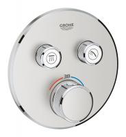 Смеситель-термостат Grohe Grohtherm SmartControl (29119DC0) на 2 источника, встраиваемый, круглая розетка, необходим Rapido SmartBox 35600, суперсталь