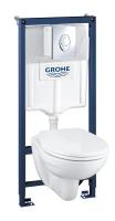 Комплект инсталляции и подвесного унитаза Grohe Solido Lecico Perth (39192000) 6 в 1, сиденье микролифт, клавиша хром