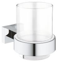 Стакан стеклянный Grohe Essentials Cube (40755001) с настенным держателем, хром