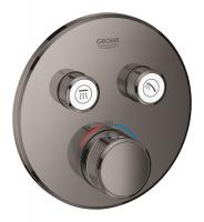 Смеситель-термостат Grohe Grohtherm SmartControl (29119A00) на 2 источника, встраиваемый, круглая розетка, необходим Rapido SmartBox 35600, темный графит, глянцевый