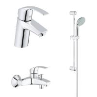 Комплект смесителей для ванной Grohe Eurosmart (124446) 3 в 1, (для раковины 33265002, для ванны 33300002, гарнитур 27853000) хром