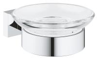 Мыльница стеклянная Grohe Essentials Cube (40754001) с настенным держателем, хром