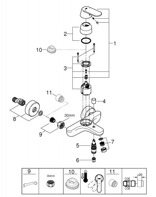 Смеситель для ванны Grohe Eurosmart Cosmopolitan (32831000)  хром
