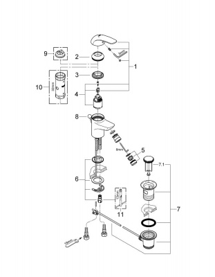 Смеситель Grohe Euroeco (23263000) для биде, со сливным гарнитуром, хром