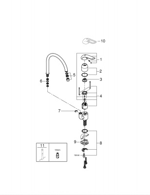 Смеситель Grohe Euroeco Special (32786000) однорычажный для мойки, рычаг 120 мм, высокий излив