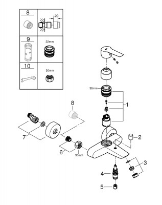 Смеситель для ванны Grohe Start (322782432), черный матовый