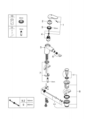 Смеситель Grohe Eurostyle new (23720LS3) для биде, S-Size, со сливным гарнитуром, белый