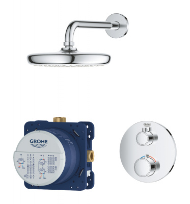 Душевая система встраиваемая Grohe Grohtherm (34726000) с термостатом на 2 выхода, верхний душ Tempesta 210, без душевого набора (приобретается отдельно), хром