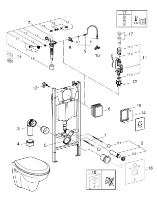 Комплект инсталляции Grohe Solido (39398000) 5 в 1, с подвесным унитазом Lecico Geo и сиденьем микролифт