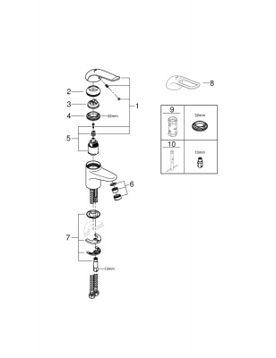 Смеситель Grohe Euroeco Special (32762000) однорычажный для раковины, рычаг 120 мм, гладкий корпус