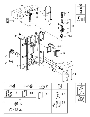 Инсталляция Grohe Rapid SL (39140000) 113 см, для подвесного инвалидного унитаза, с элементами для крепления поручней