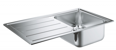 Мойка кухонная из нержавеющей стали с крылом Grohe K500 (31571SD0) 86х50 см, под тумбу 45 см, клапан-автомат, нержавеющая сталь
