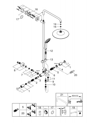 Душевая стойка Grohe Euphoria System 260 (26114001) с термостатом для ванны (с изливом), штанга 101 см, верхний душ 260 мм, хром