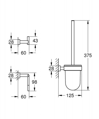 Набор аксессуаров для ванной Grohe Essentials Cube City Restroom (40757001) 3 в 1, крючок 40511, бумагодержатель 40507, ершик 40513, хром