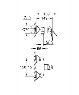 Смеситель Grohe BauFlow (23632000) для душа, хром