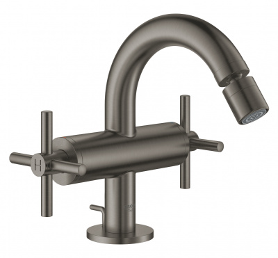Смеситель Grohe Atrio New Classic (24027AL3) для биде, M-Size, со сливным гарнитуром, темный графит, матовый