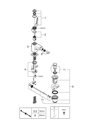 Смеситель Grohe Eurocube Joy (23664000) для биде, S-Size, со сливным гарнитуром, хром
