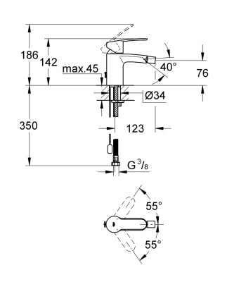 Смеситель Grohe Eurostyle Cosmopolitan (33566002) для биде, с цепочкой
