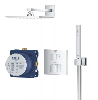Душевая система встраиваемая Grohe Grohtherm Cube (34741000) с термостатом, верхний душ Allure 230, душевой набор Cube Stick, хром