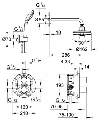 Душевая система встраиваемая Grohe Grohtherm 3000 Cosmopolitan (34399000) с термостатом для душа (без излива), круглая розетка