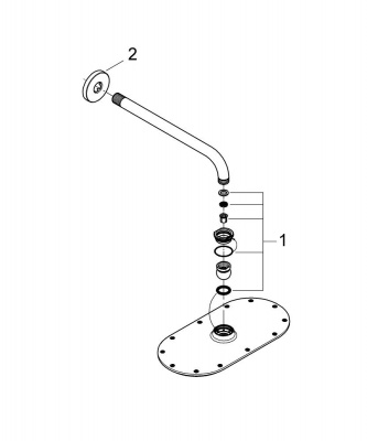 Верхний душ Grohe Rainshower Veris 300 (26058000) верхний душ 300 мм, с настенным кронштейном 286 мм, хром