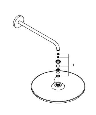 Верхний душ Grohe Rainshower Cosmopolitan 400 (26255000) диаметр 400 мм, с настенным кронштейном 422 мм, хром