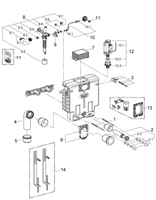Смывной бачок Grohe Uniset (38415001) 82 см, для приставного унитаза (для обмуровки)