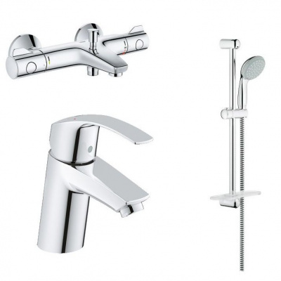 Комплект смесителей для ванной 3 в 1 Grohe Grohtherm 800 (124422) (для раковины 32467002, термостат для ванны 34567000, гарнитур 27926000)