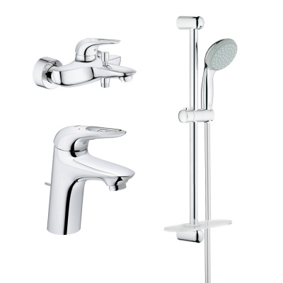 Комплект смесителей для ванной Grohe Eurostyle new (124416) 3 в 1, (для раковины 33558003, для ванны 33558003, гарнитур 27926000) хром