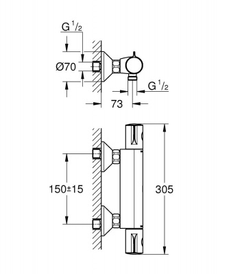 Смеситель-термостат Grohe Grohtherm 800 (34558000) для душа, хром