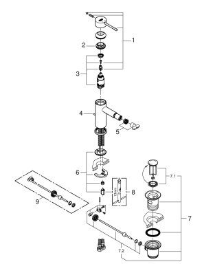 Смеситель Grohe Essence (32935001) для биде, со сливным гарнитуром, хром