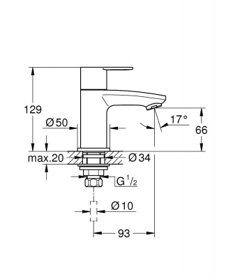 Вертикальный вентиль Grohe Eurostyle Cosmopolitan (23039002)