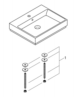 Раковина накладная Grohe Cube Ceramic PureGuard (3947700H) 60х49 см, с гигиеническим покрытием, с 1-м отверстием для смесителя по центру