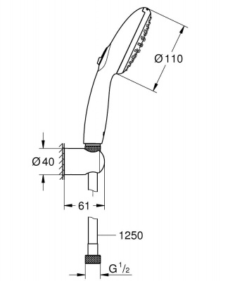 Набор для душа GROHE Tempesta 110, 2 режима струи, 13,5 л/мин, хром 27799003, хром