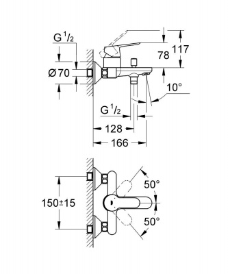 Смеситель для ванны Grohe Bau Edge (23334000)  хром