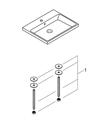 Раковина встраиваемая сверху Grohe Cube Ceramic PureGuard (3947900H) 60х49 см, с гигиеническим покрытием, с 1-м отверстием для смесителя по центру