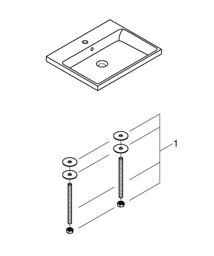 Раковина встраиваемая сверху Grohe Cube Ceramic PureGuard (3947900H) 60х49 см, с гигиеническим покрытием, с 1-м отверстием для смесителя по центру
