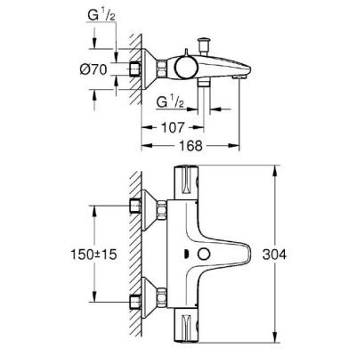 Комплект смесителей для ванной 3 в 1 Grohe Grohtherm 800 (124422) (для раковины 32467002, термостат для ванны 34567000, гарнитур 27926000)