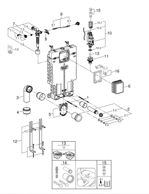 Смывной бачок Grohe Uniset (38642001) для приставного унитаза (для обмуровки)