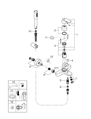 Смеситель для ванны Grohe Eurosmart Cosmopolitan (32832000) с душевым гарнитуром Euphoria Cosmopolitan, хром