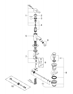 Смеситель Grohe Allure (32147000) для биде, однорычажный