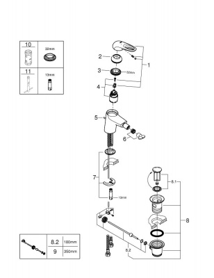 Смеситель Grohe Eurostyle new (33565003) для биде, со сливным гарнитуром