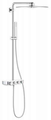 Душевая стойка Grohe Euphoria SmartControl System 310 Cube Duo (26508LS0) с термостатом для душа (без излива), 2-х режимный квадратный верхний душ, хром/белый