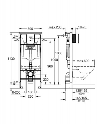 Инсталляция Grohe Rapid SL (38827000) 113 см, для подвесного унитаза в комплекте (5 в 1, с Fresh)