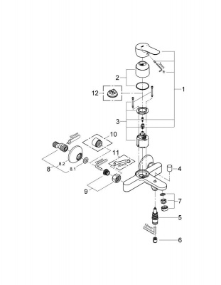Смеситель для ванны Grohe Bau Edge (23334000)  хром