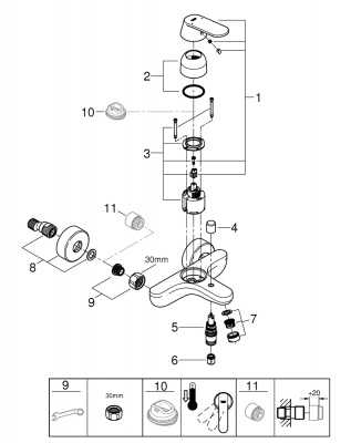 Смеситель для ванны Grohe Eurosmart Cosmopolitan (32831000)  хром