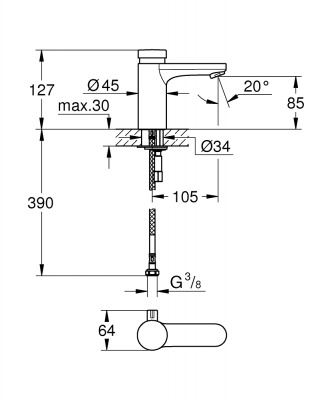 Смеситель Grohe Eurosmart Cosmopolitan T (36317000) автоматический для раковины