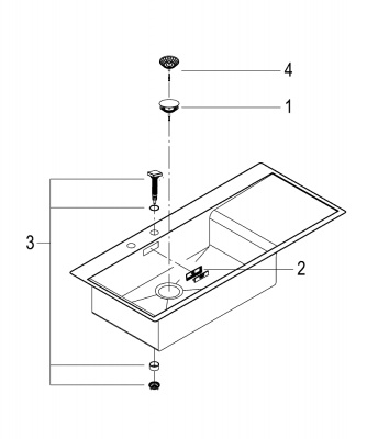Мойка кухонная из нержавеющей стали Grohe K1000 (31581SD0) 116х52 см, монтаж вровень со столешницей, чаша слева, клапан-автомат, нержавеющая сталь