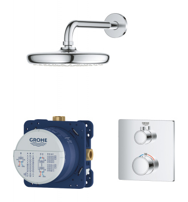 Душевая система встраиваемая Grohe Grohtherm (34728000) с термостатом на 2 выхода, верхний душ Tempesta 210, без душевого набора (приобретается отдельно), хром